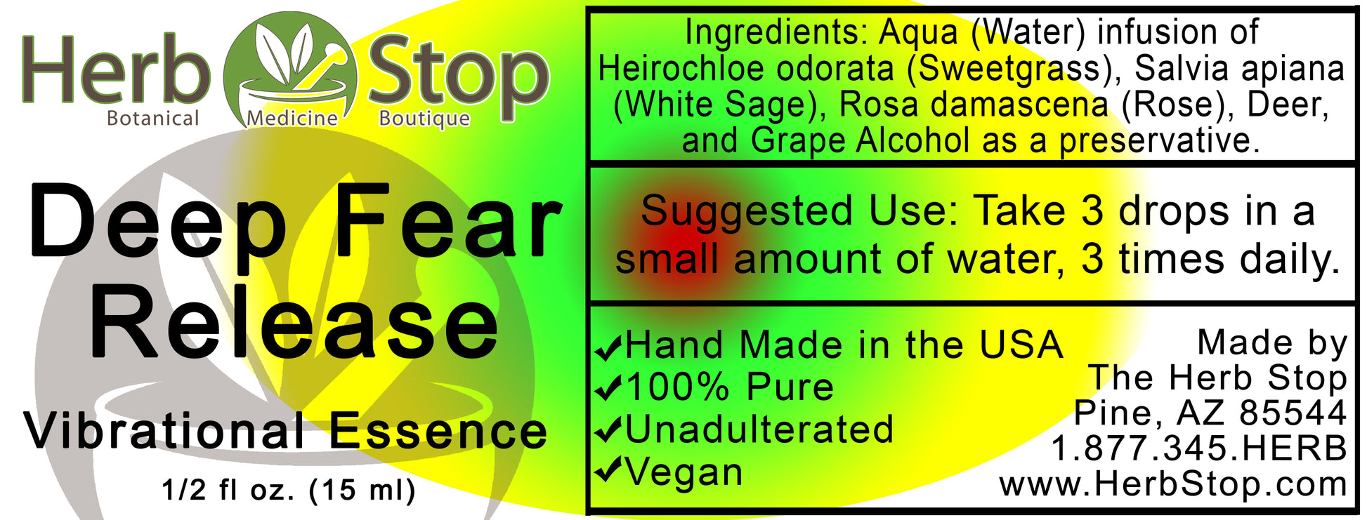 Deep Fear Release Vibrational Essence Label