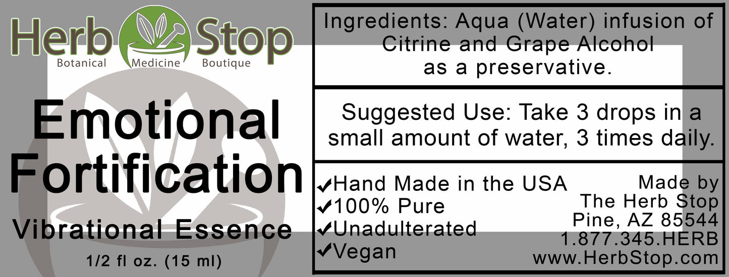 Emotional Fortification Vibrational Essence Label