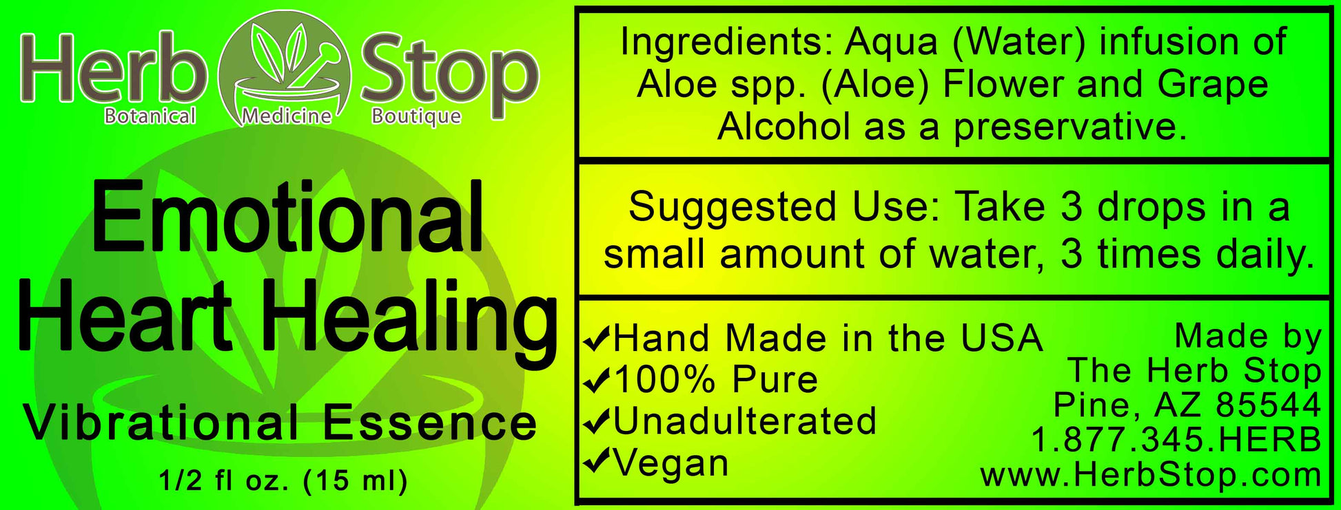 Emotional Heart Healing Vibrational Essence Label