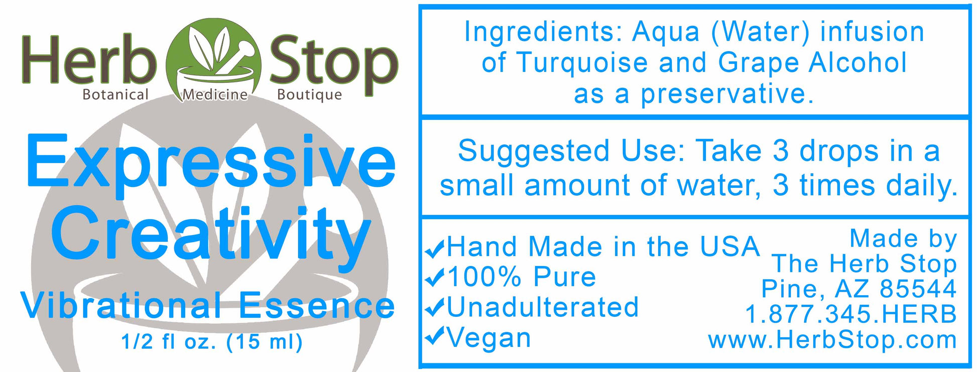 Expressive Creativity Vibrational Essence Label