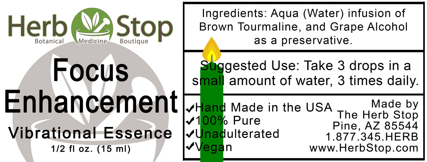 Focus Enhancement Vibrational Essence Label