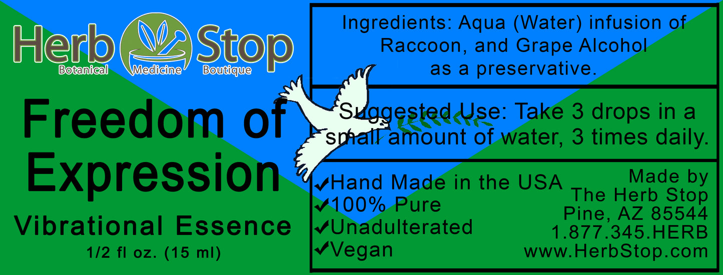 Freedom of Expression Vibrational Essence Label