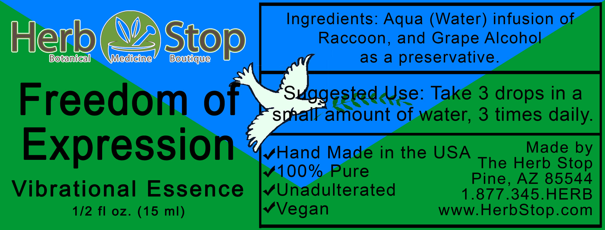 Freedom of Expression Vibrational Essence Label