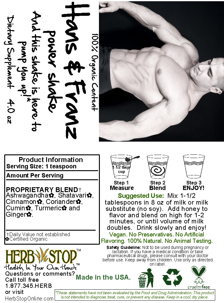 Hans & Franz Power Shake Label
