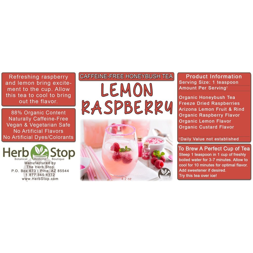 Organic Lemon Raspberry Loose Honeybush Tea Label