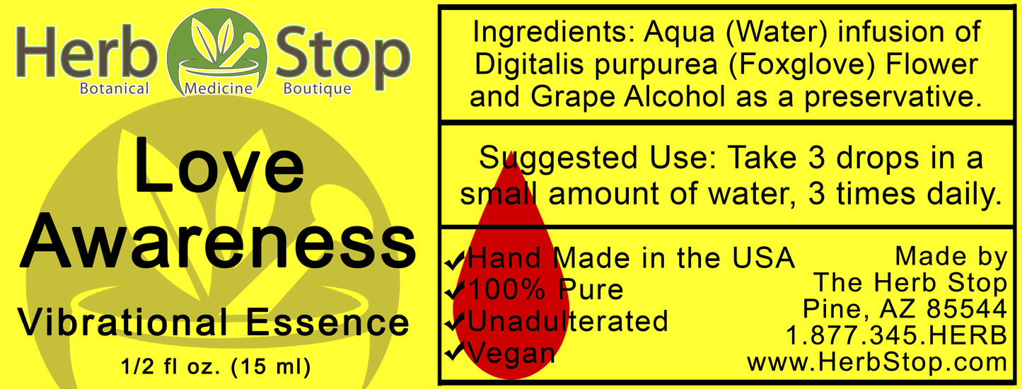 Love Awareness Vibrational Essence Label