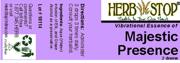 Majestic Presence Essence Label