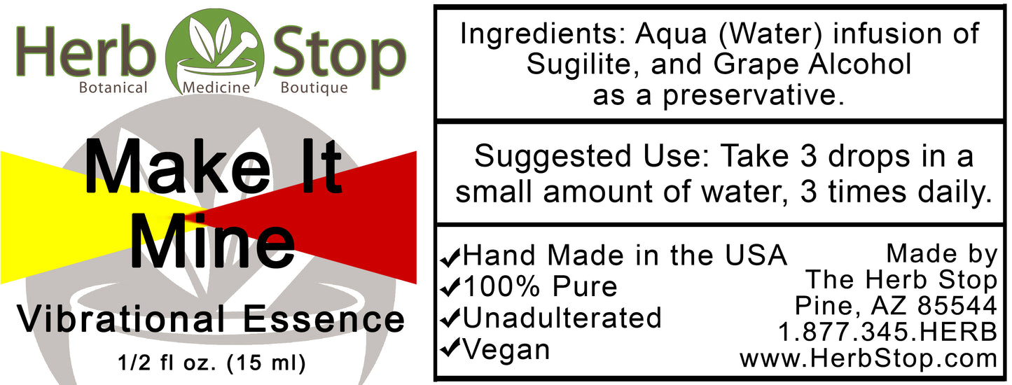 Make it Mine Vibrational Essence Label