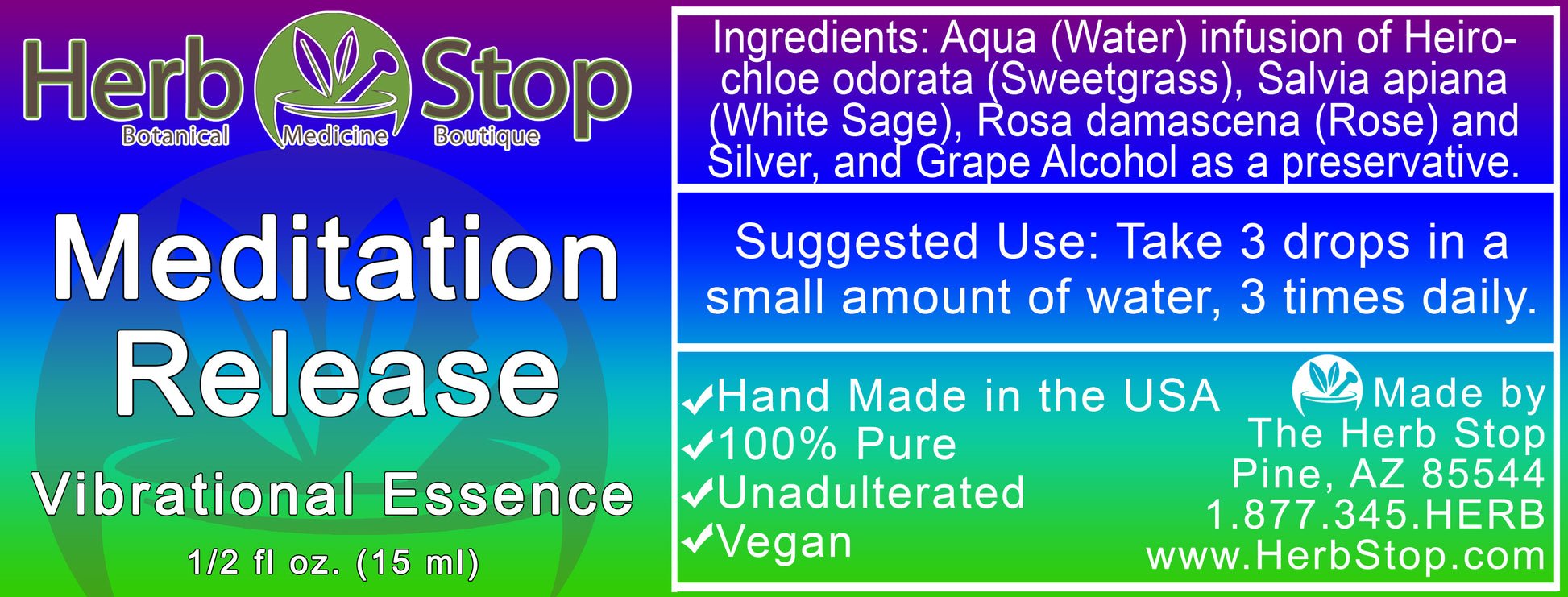 Meditation Release Vibrational Essence Label