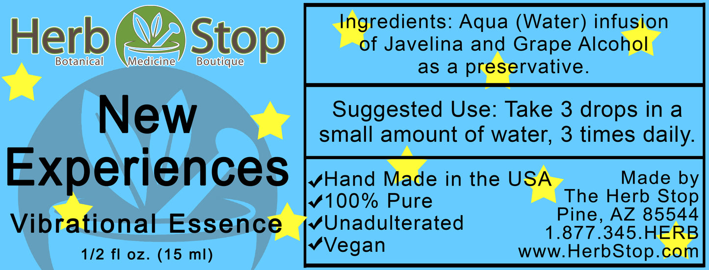 New Experiences Vibrational Essence Label