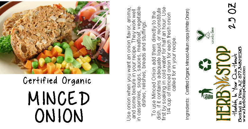 Organic Minced Onion Label