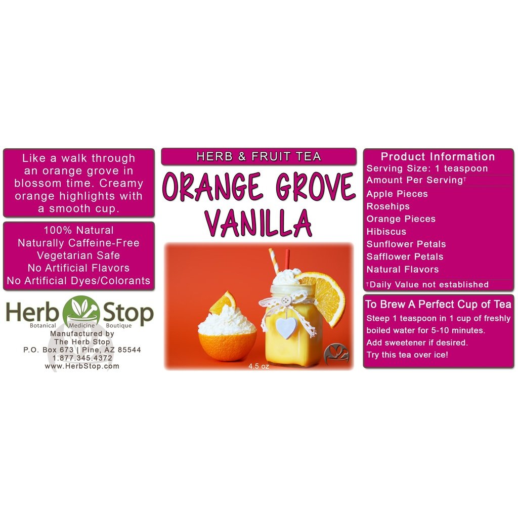 Orange Grove Vanilla Herb & Fruit Tea Label