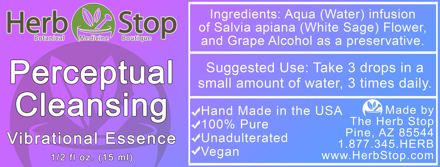 Perceptual Cleansing Vibrational Essence Label