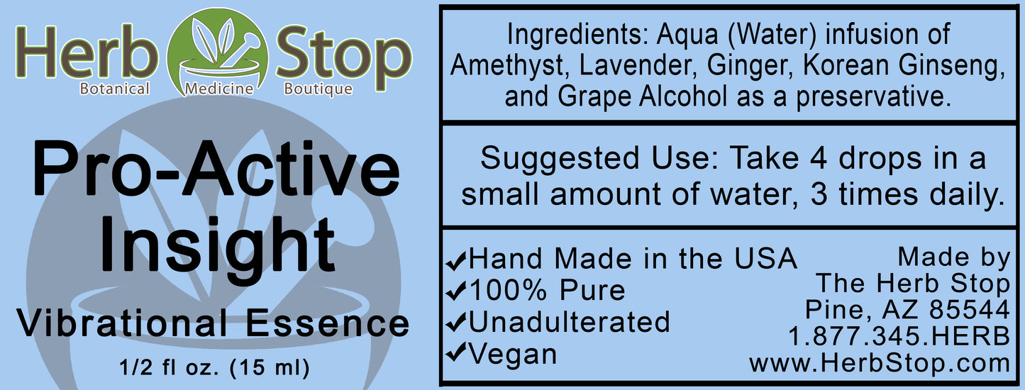 Pro-Active Insight Vibrational Essence Label
