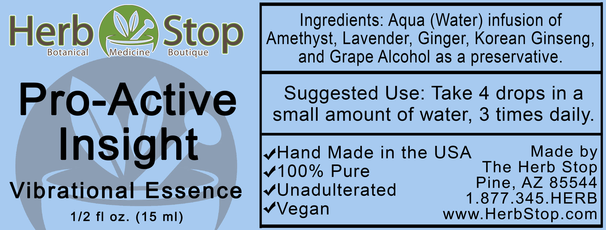 Pro-Active Insight Vibrational Essence Label