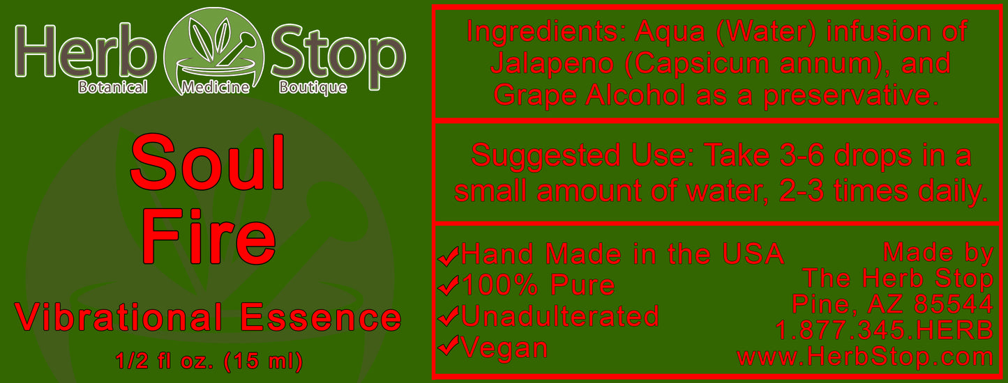 Soul Fire Vibrational Essence Label