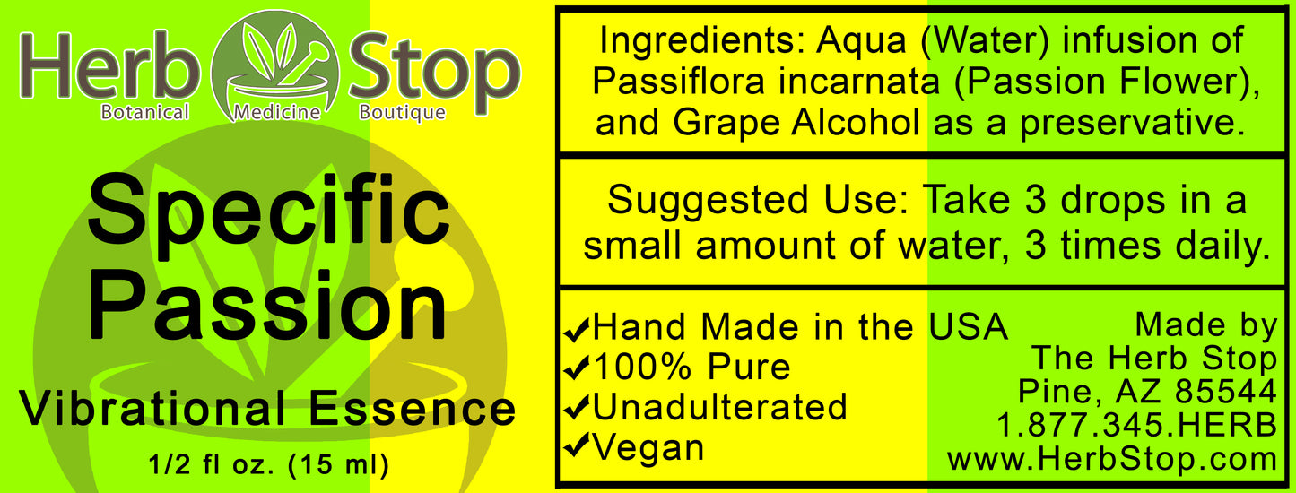 Specific Passion Vibrational Essence Label