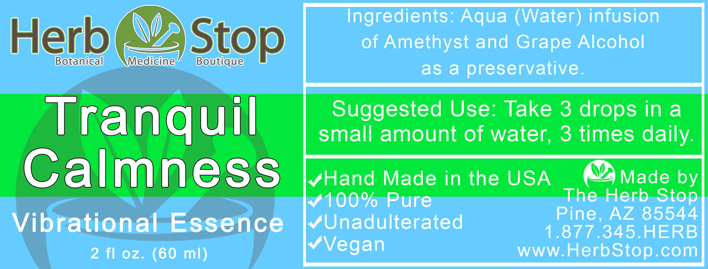 Tranquil Calmness Vibrational Essence Label