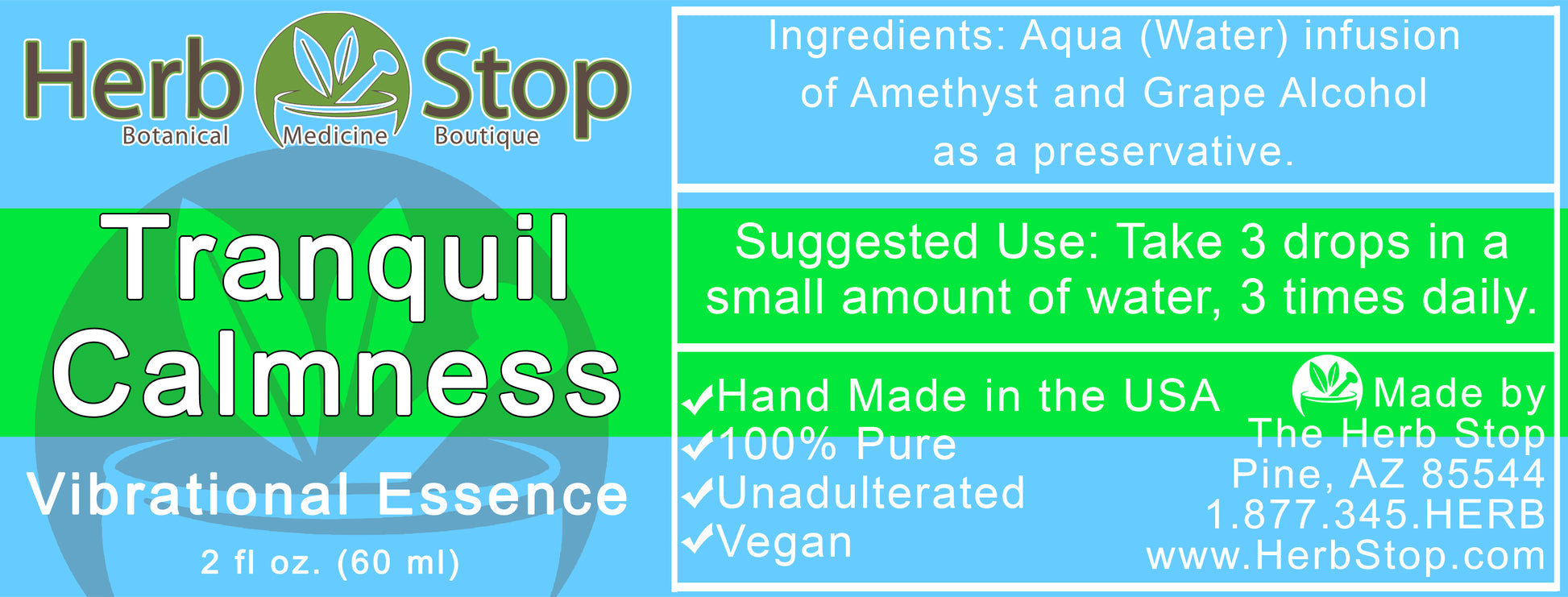 Tranquil Calmness Vibrational Essence Label