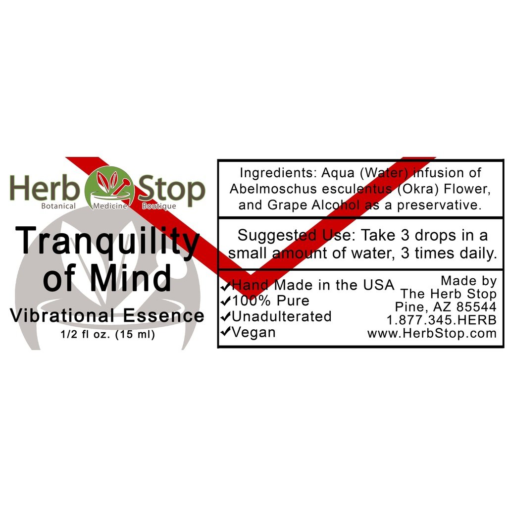 Tranquility of Mind Vibrational Essence Label