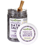 Vanilla & Lavender Bath Salts Open Jar with Scoop