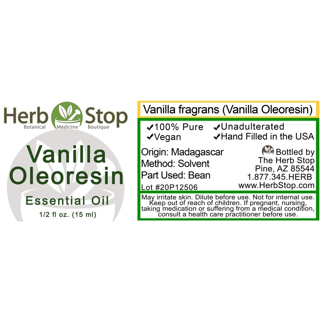 Vanilla Oleoresin Essential Oil Label