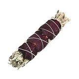 White Sage and Rose Petals Smudge Stick