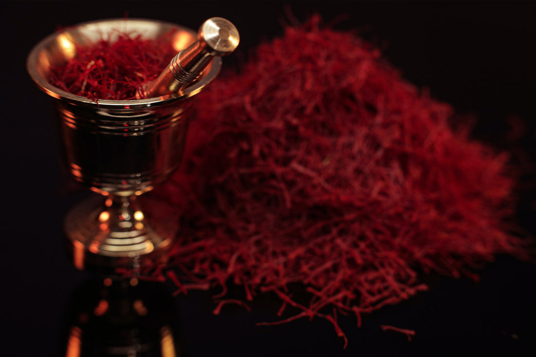 Saffron in mortar & pestle