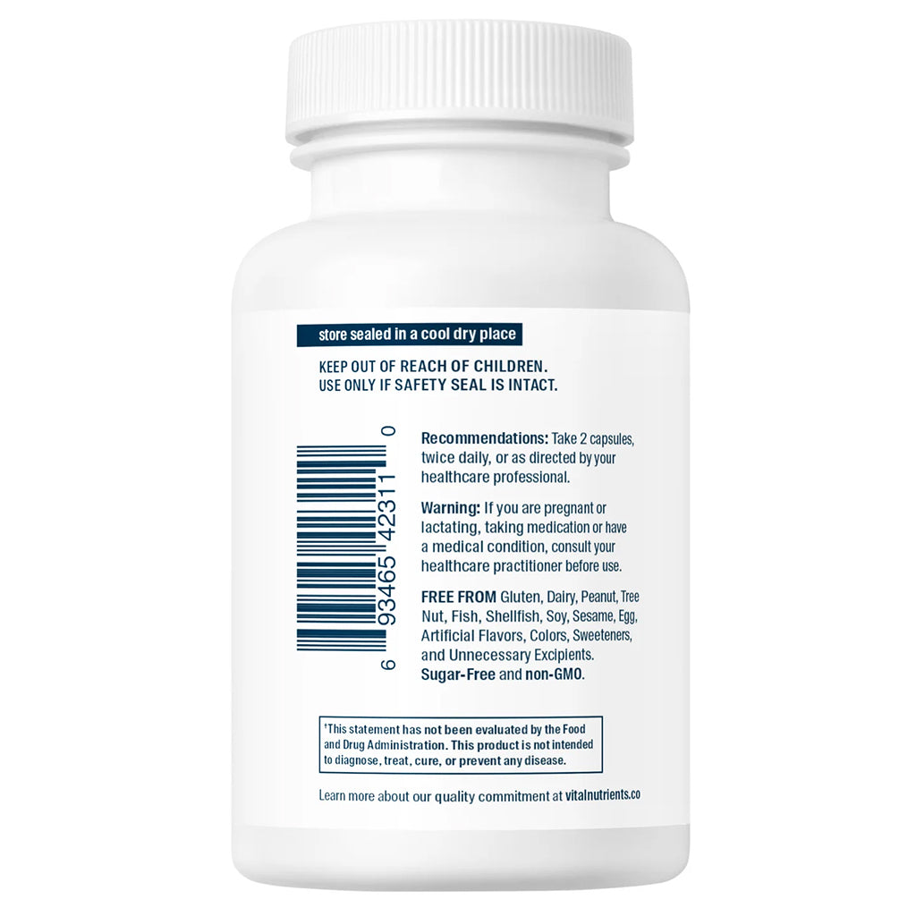 Adrenal Support by Vital Nutrients supplement bottle with label on a white background
