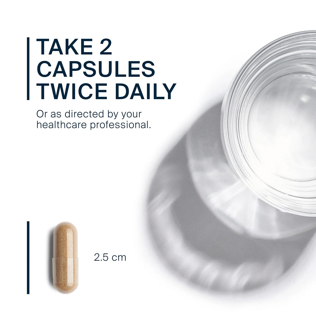 Suggested use of Adrenal Support with a capsule and glass of water