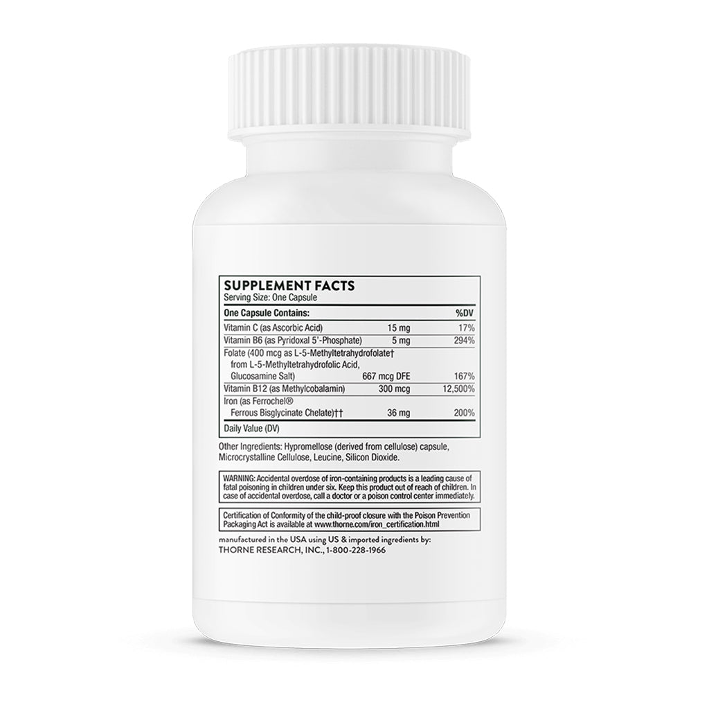 Supplement bottle with label on a white background