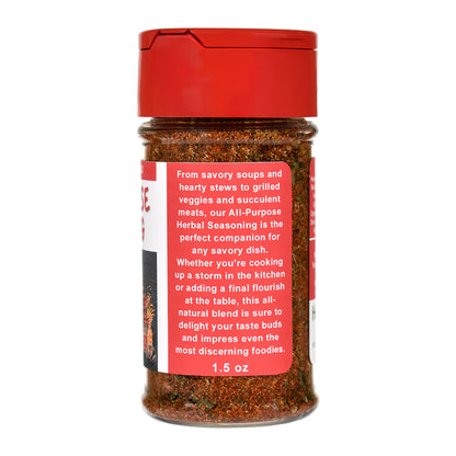 All Purpose Seasoning spice jar with red lid and label on a white background