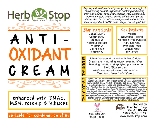 Anti-Oxidant Cream Label