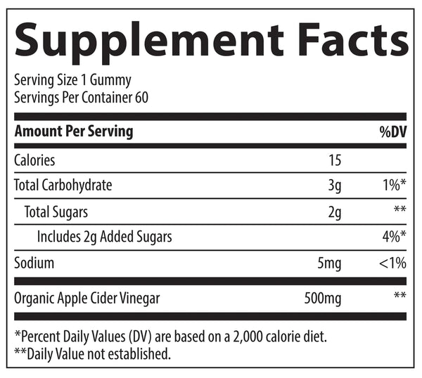 Apple Cider Vinegar Gummies by Trace Minerals Research Supplement Facts