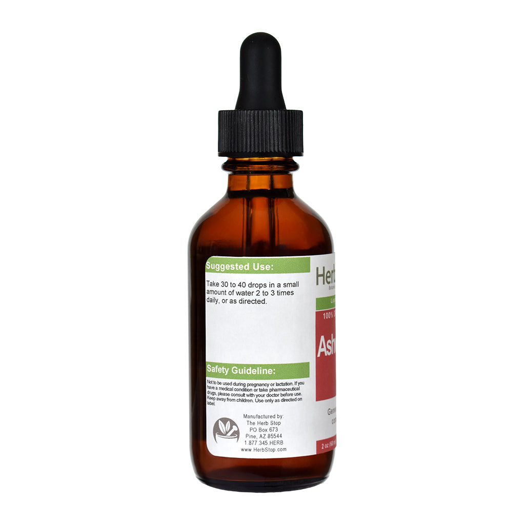 Ashwagandha Herbal tincture bottle with dropper on a white background