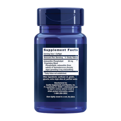 Astaxanthin Phospholipids supplement bottle with label on a white background