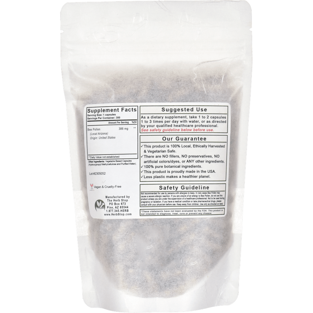 Arizona Bee Pollen Capsules Bag - Back