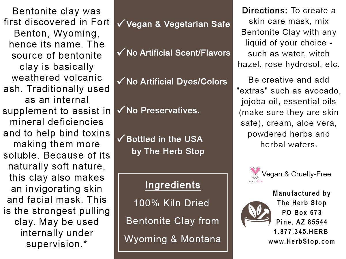 Bentonite Clay Label - Back