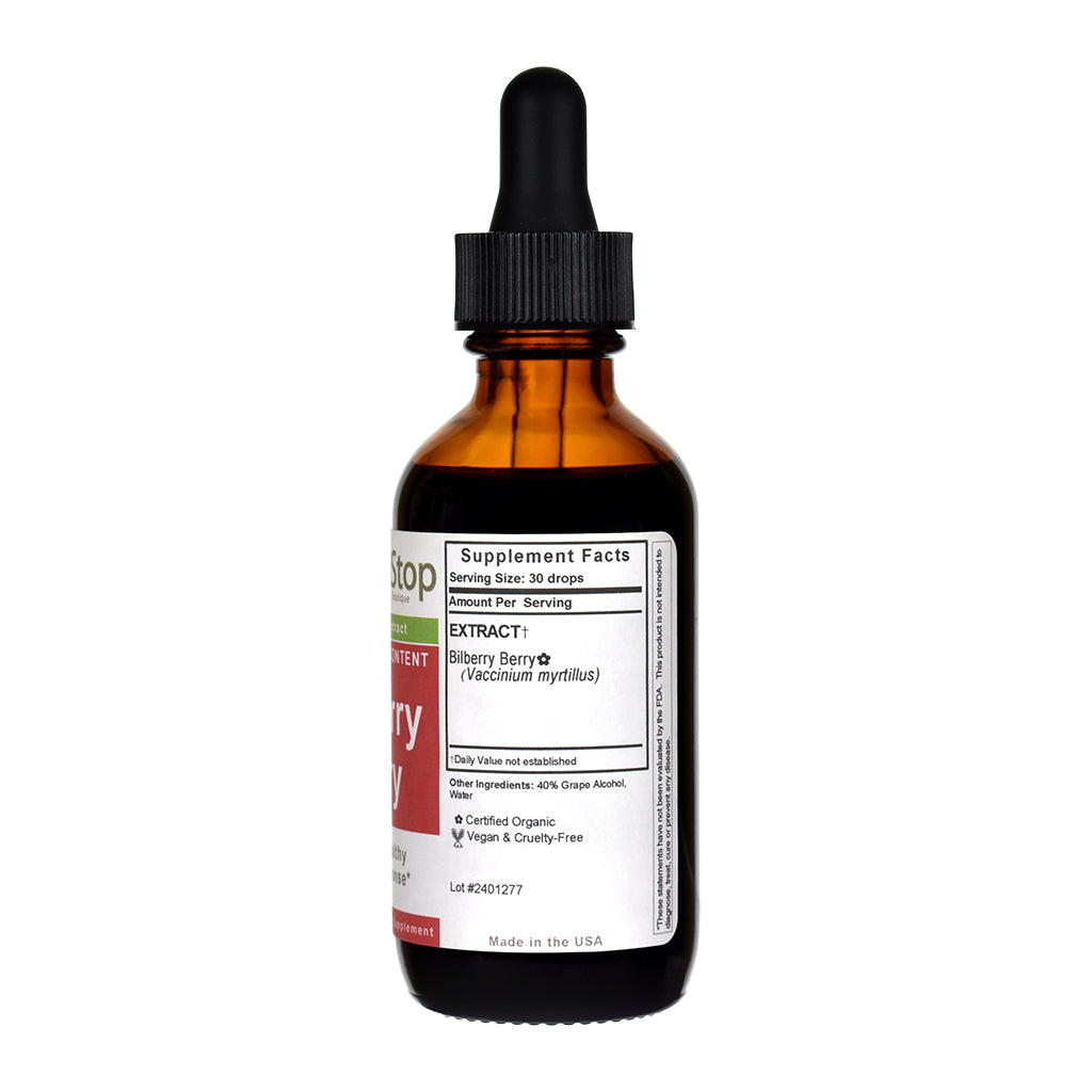 Organic Bilberry Berry Liquid Extract 2 oz - Right