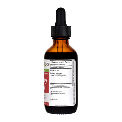 Organic Bilberry Berry Liquid Extract 2 oz - Right
