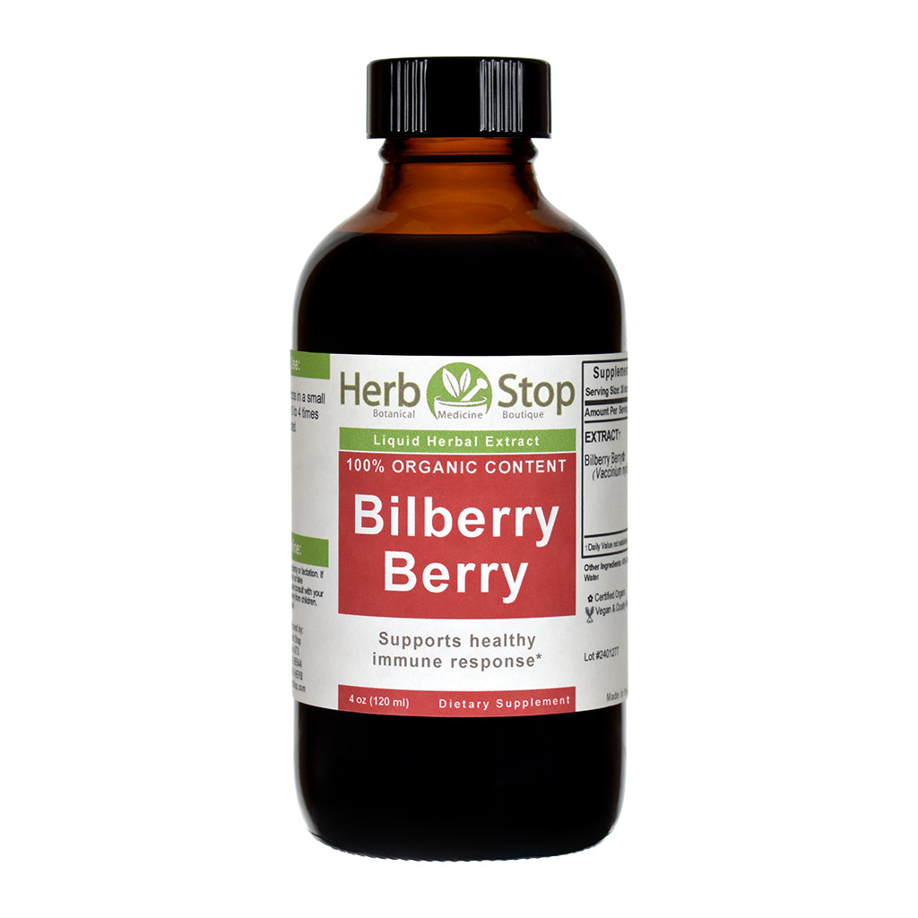 Organic Bilberry Berry Liquid Extract 4 oz