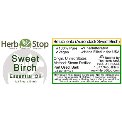 Sweet Birch Essential Oil Label