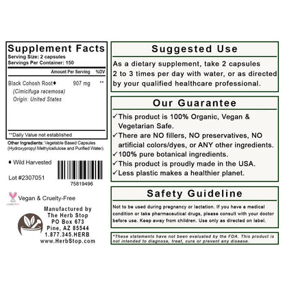 Black Cohosh Capsules Label - Back