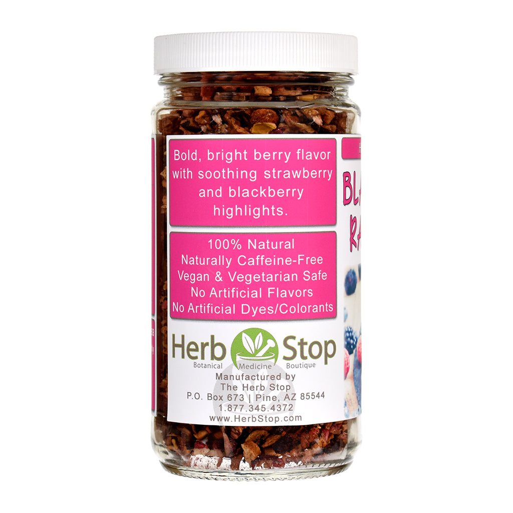 Blackberry Raspberry Herb & Fruit tea jar -left side