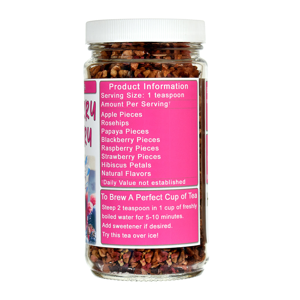 Blackberry Raspberry Herb & Fruit tea jar - right side