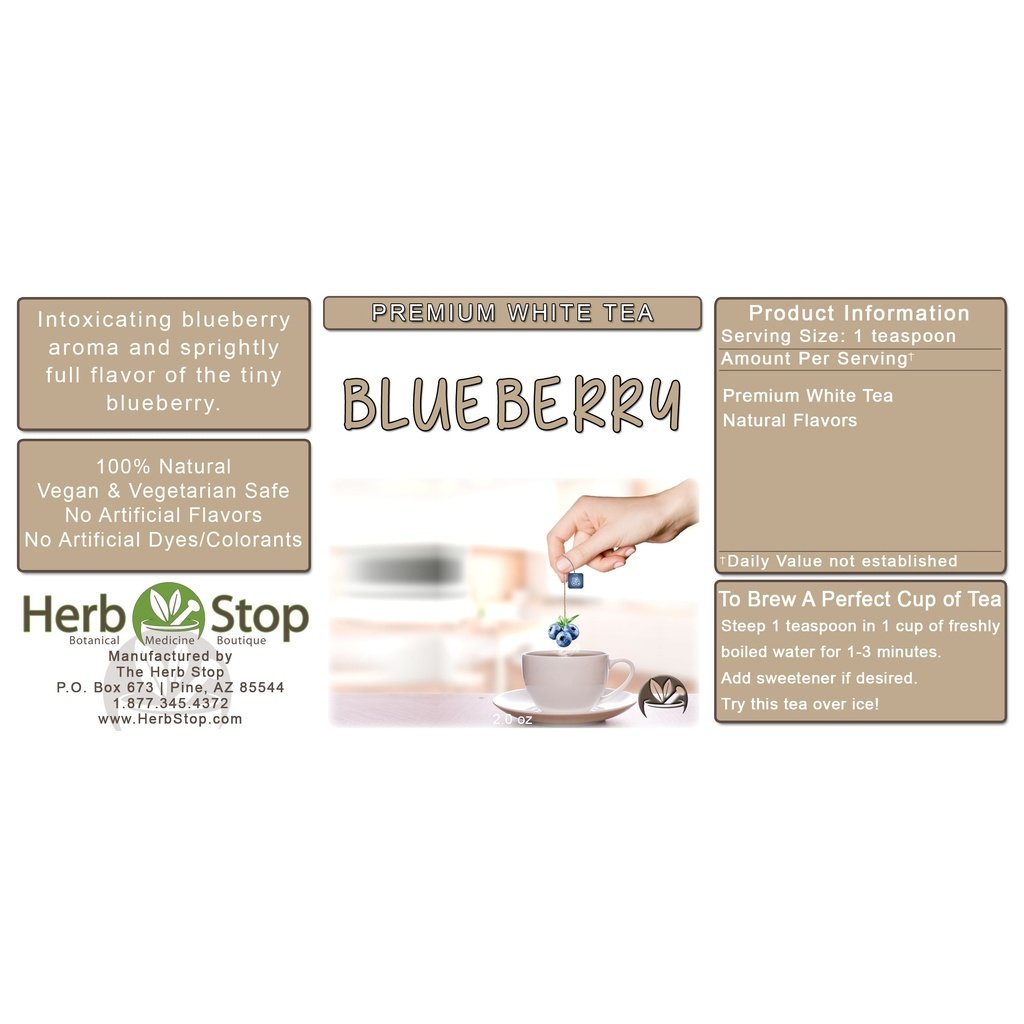 Blueberry Loose Leaf White Tea Label