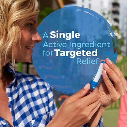 Woman taking a single active ingredient product with text overlay