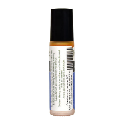 Bruise Away Roll-on bottle with a white label on a white background
