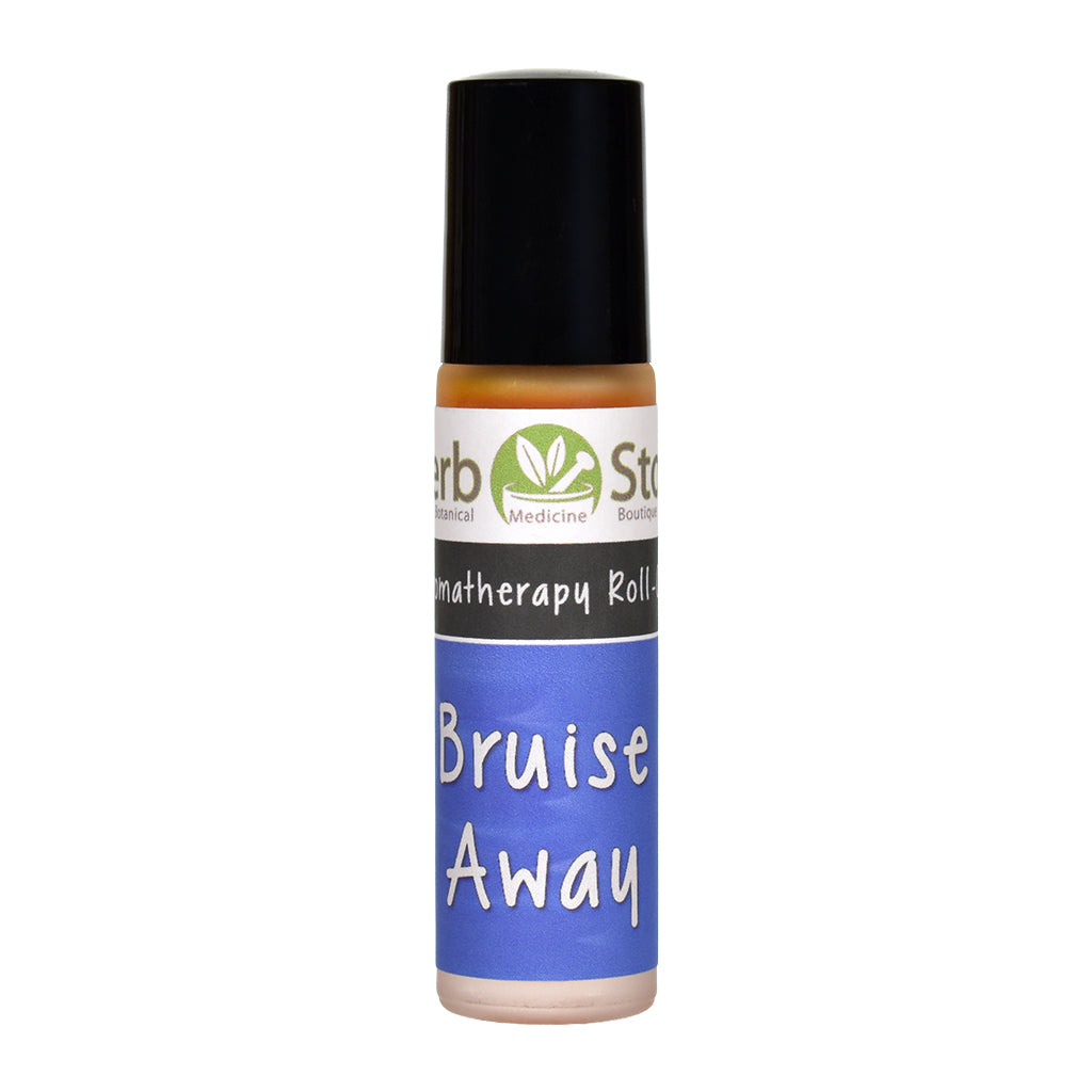 Bruise Away Aromatherapy Roll-On bottle with a white background