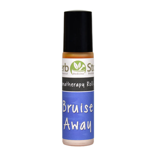 Bruise Away Aromatherapy Roll-On bottle with a white background